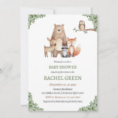 Niedliche Waldtiere Woodland Babydusche Einladung (Vorderseite)