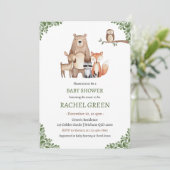 Niedliche Waldtiere Woodland Babydusche Einladung (Stehend Vorderseite)