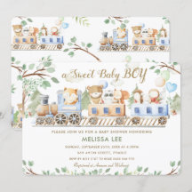 Niedliche Waldtiere Züge Grünpflanzen Kinderdusche