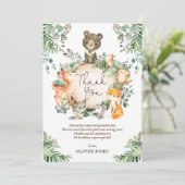 Niedliche Waldtiere zum Geburtstag Dankeskarte (Stehend Vorderseite)