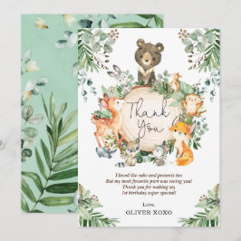 Niedliche Waldtiere zum Geburtstag Dankeskarte