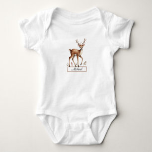 Niedliche Waldtierername Hirsche Wasser Personalis Baby Strampler