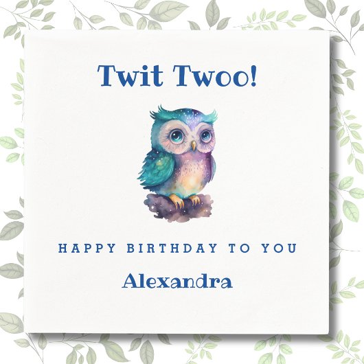 Niedliche Waldtierkinder Owl Geburtstag Serviette