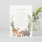 Niedliche Waldtierleuchte Kinderdusche einladen Dankeskarte (Stehend Vorderseite)