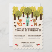 Niedliche Waldtierpartei Einladung (Vorderseite)