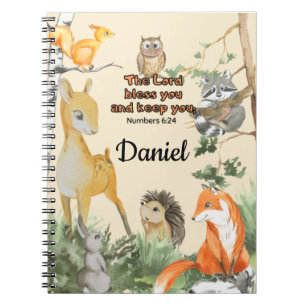 Niedliche Waldtierschule Kinder segnen Schrift Notizblock