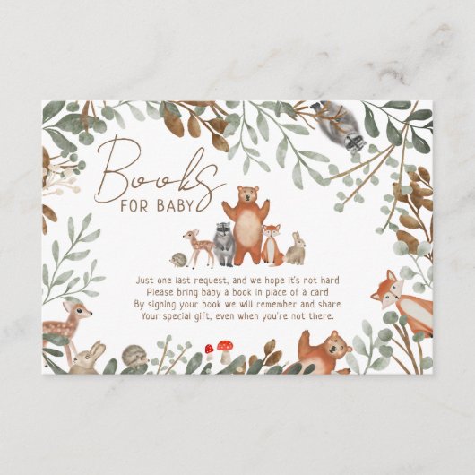 Niedliche Waldtierwälder bringen ein Buch Begleitkarte (Vorderseite)