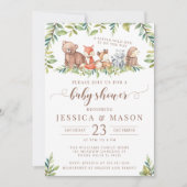 Niedliche Waldwald-Babydusche Einladung (Vorderseite)