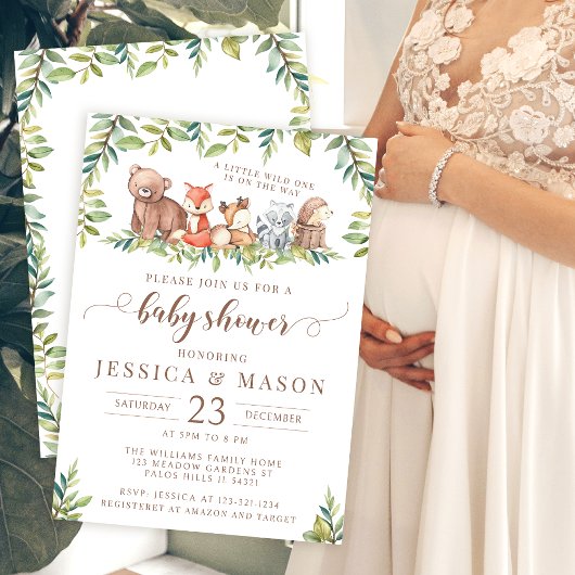 Niedliche Waldwald-Babydusche Einladung