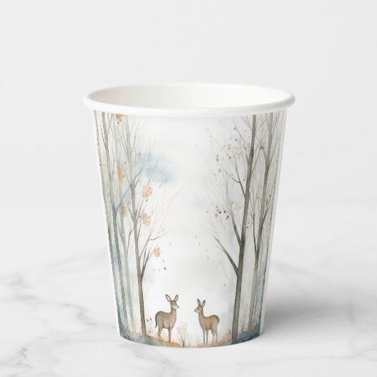 Niedliche Waldwälder Babydusche Pappbecher (Rückseite)