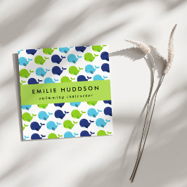 Niedliche Wale, Schwimmlehrer, Schwimmlehrer Quadratische Visitenkarte