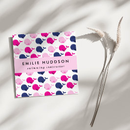 Niedliche Wale, Schwimmlehrer, Schwimmlehrer Quadratische Visitenkarte