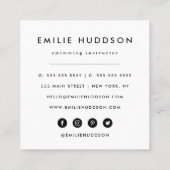 Niedliche Wale, Schwimmlehrer, Schwimmlehrer Quadratische Visitenkarte (Rückseite)