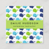 Niedliche Wale, Schwimmlehrer, Schwimmlehrer Quadratische Visitenkarte (Vorderseite)
