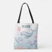 Niedliche Wale und Quallen Tasche (Rückseite)