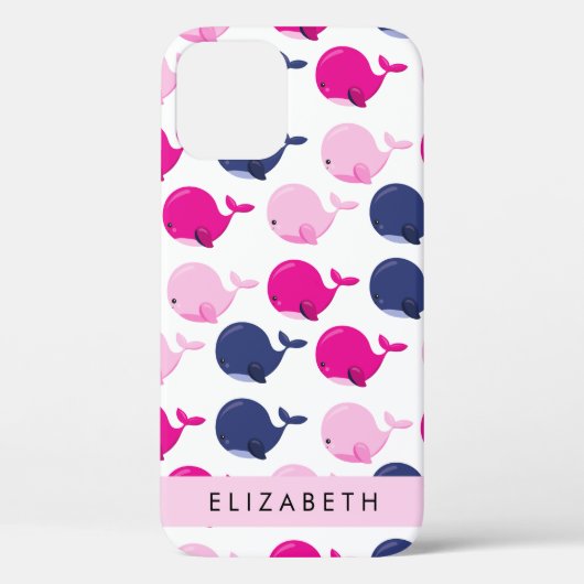 Niedliche Wale, Walmuster, Ihr Name Case-Mate iPhone Hülle (Rückseite)