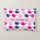 Niedliche Wale, Walmuster, Ihr Name Dekokissen (Rückseite)