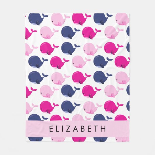 Niedliche Wale, Walmuster, Ihr Name Fleecedecke (Vorderseite)