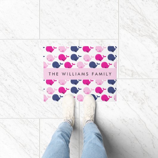 Niedliche Wale, Walmuster, Ihr Name Fußmatte (Indoor)