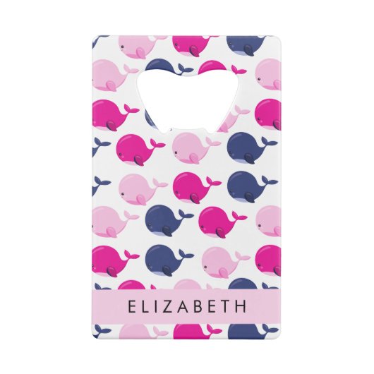 Niedliche Wale, Walmuster, Ihr Name Geldbeutel Flaschenöffner (Rückseite)