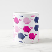 Niedliche Wale, Walmuster, Ihr Name Jumbo-Tasse (Vorderseite)