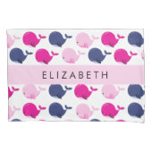 Niedliche Wale, Walmuster, Ihr Name Kissenbezug (Vorderseite)