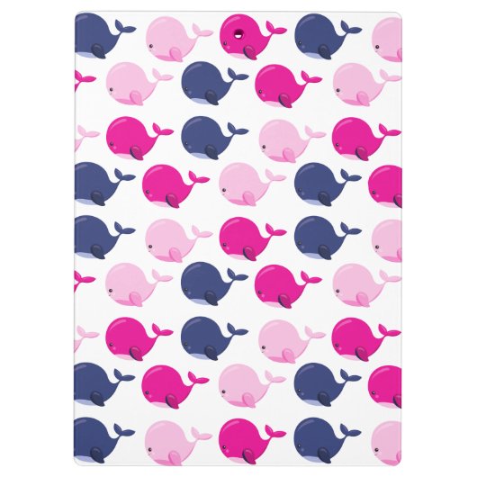 Niedliche Wale, Walmuster, Ihr Name Klemmbrett (Rückseite)