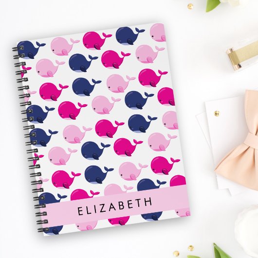 Niedliche Wale, Walmuster, Ihr Name Notizblock