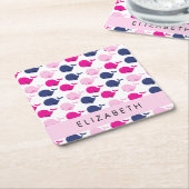 Niedliche Wale, Walmuster, Ihr Name Rechteckiger Pappuntersetzer (angewinkelt)