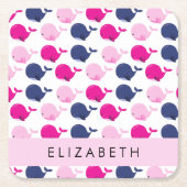 Niedliche Wale, Walmuster, Ihr Name Rechteckiger Pappuntersetzer (Vorderseite)