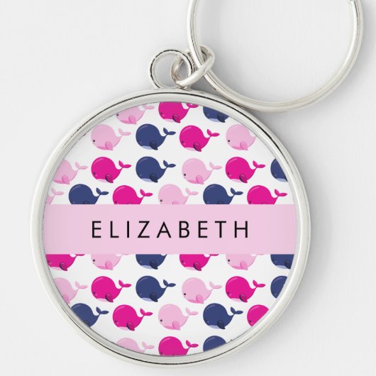 Niedliche Wale, Walmuster, Ihr Name Schlüsselanhänger (Vorne)