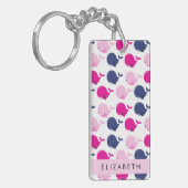 Niedliche Wale, Walmuster, Ihr Name Schlüsselanhänger (Vorderseite links)