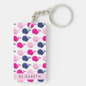 Niedliche Wale, Walmuster, Ihr Name Schlüsselanhänger (Rückseite)