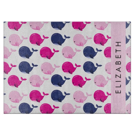 Niedliche Wale, Walmuster, Ihr Name Schneidebrett (Vorderseite)