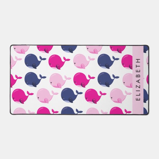 Niedliche Wale, Walmuster, Ihr Name Schreibtischunterlage (Vorderseite)