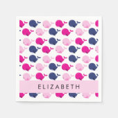 Niedliche Wale, Walmuster, Ihr Name Serviette (Vorderseite)