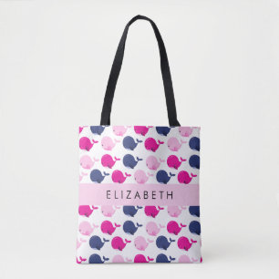 Niedliche Wale, Walmuster, Ihr Name Tasche