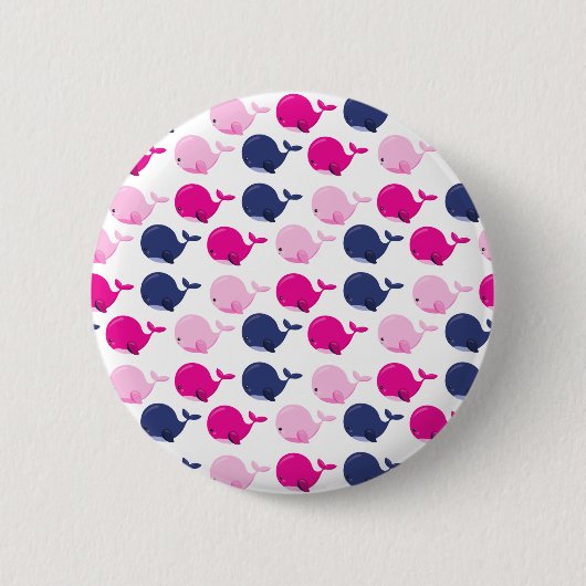 Niedliche Wale, Walmuster, Meerestiere Button (Vorderseite)