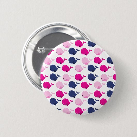 Niedliche Wale, Walmuster, Meerestiere Button (Vorne & Hinten)