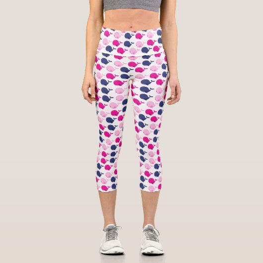 Niedliche Wale, Walmuster, Meerestiere Capri Leggings (Vorderseite)
