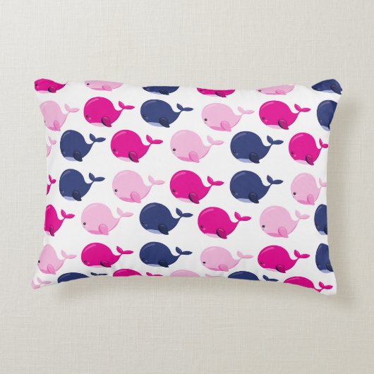 Niedliche Wale, Walmuster, Meerestiere Dekokissen (Rückseite)