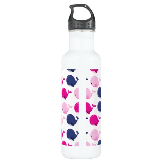 Niedliche Wale, Walmuster, Meerestiere Edelstahlflasche (Rückseite)