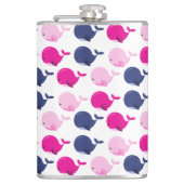 Niedliche Wale, Walmuster, Meerestiere Flachmann (Vorderseite)