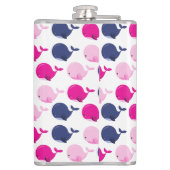 Niedliche Wale, Walmuster, Meerestiere Flachmann (Rückseite)