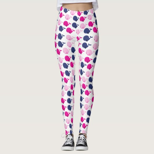 Niedliche Wale, Walmuster, Meerestiere Leggings (Vorderseite)