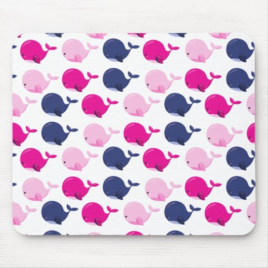 Niedliche Wale, Walmuster, Meerestiere Mousepad (Vorne)