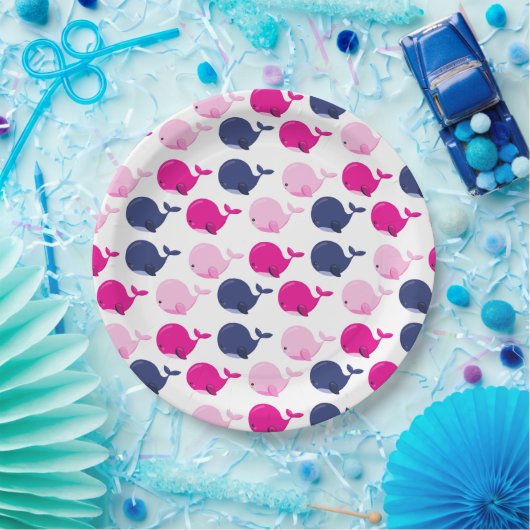 Niedliche Wale, Walmuster, Meerestiere Pappteller (Party)