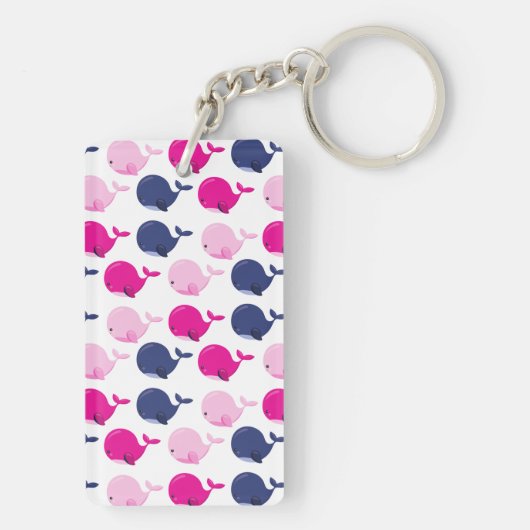 Niedliche Wale, Walmuster, Meerestiere Schlüsselanhänger (Rückseite)