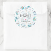 Niedliche Wale Wasserfarben Küche Runder Aufkleber (Tasche)