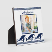 Niedliche Wale Wellen Blaues Foto Fotoplatte (Vorderseite)